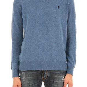 Polo by Ralph Lauren Men's Light Blue Pima Cotton V-Neck Sweater Size XL